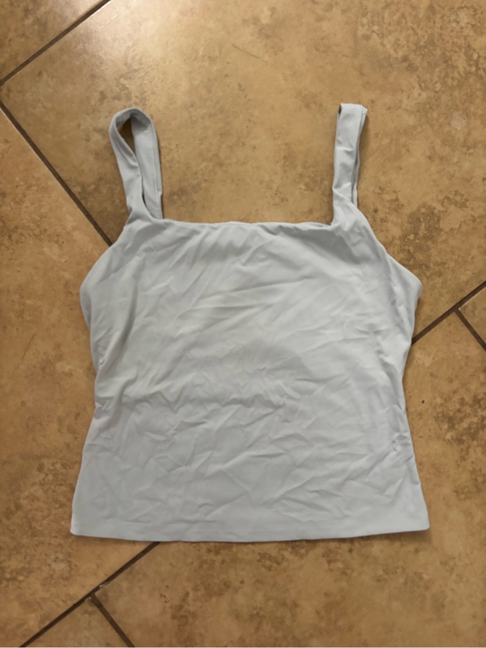 Square-Neck Light Grey Tank Top